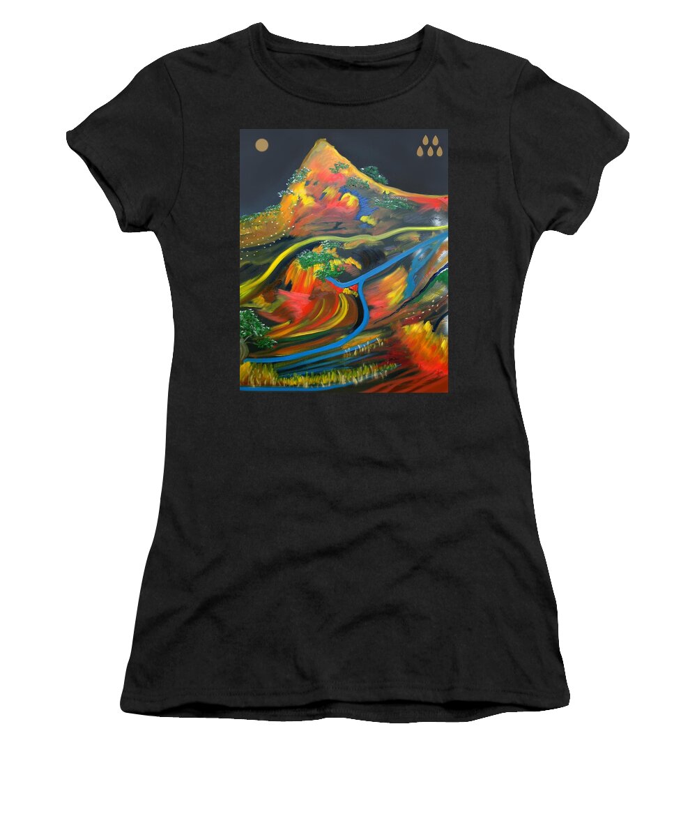Painted Landscape Women's T-Shirt featuring the painting Painted landscape by Joan Stratton