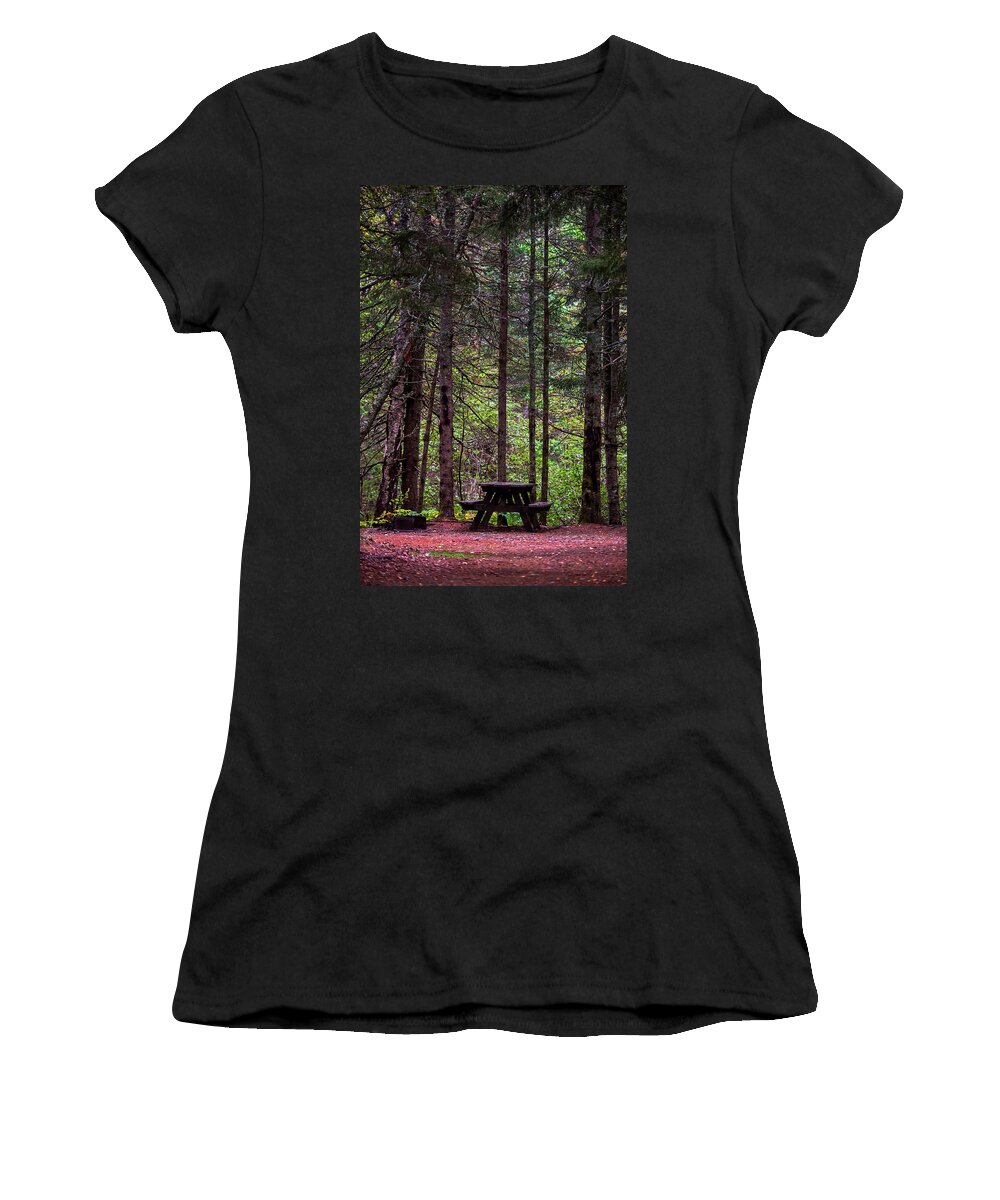 Forest Women's T-Shirt featuring the photograph Picnic Table by Paul Freidlund