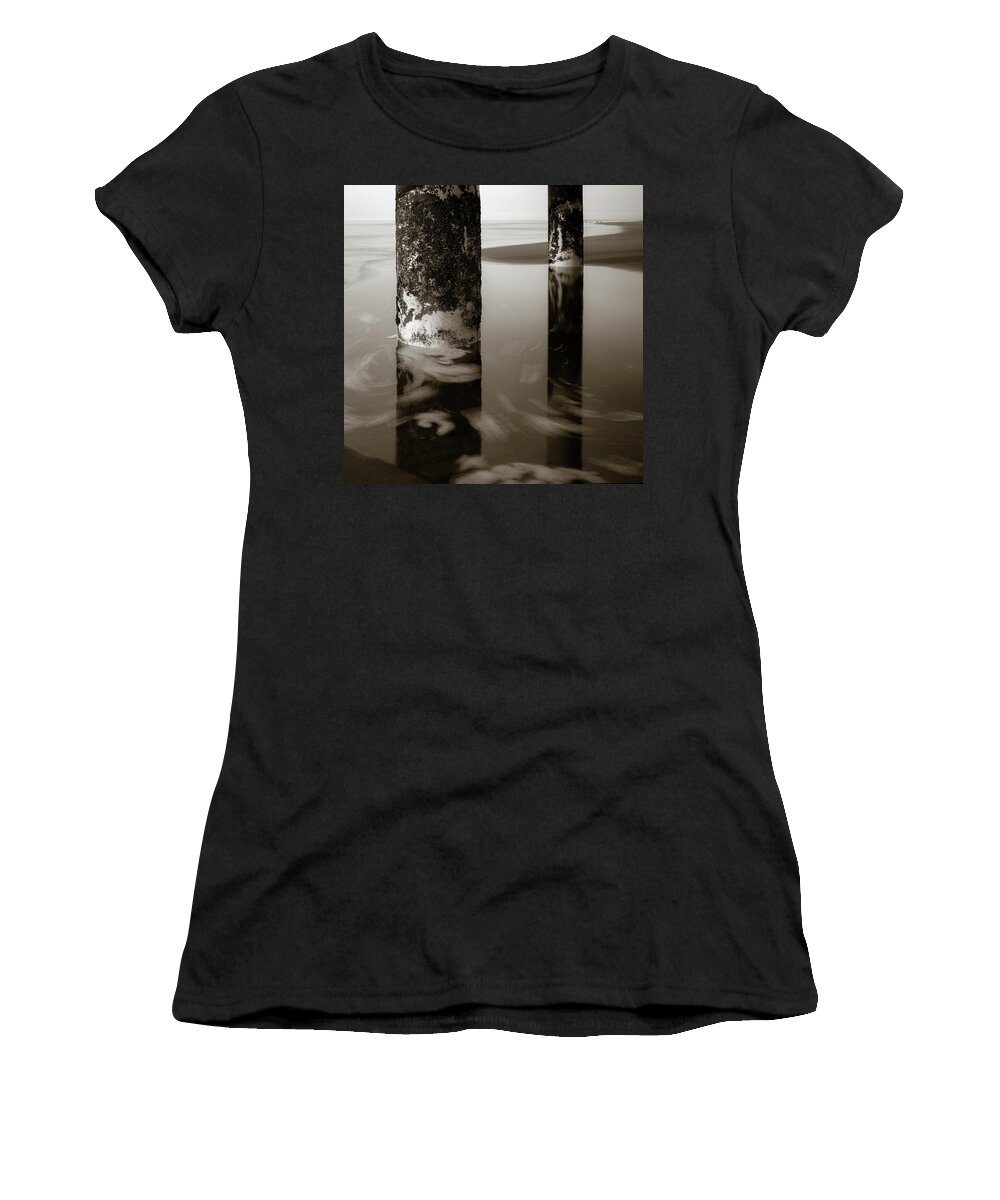 Scheveningen Pier Women's T-Shirt featuring the photograph Pillars and Swirls by Dave Bowman