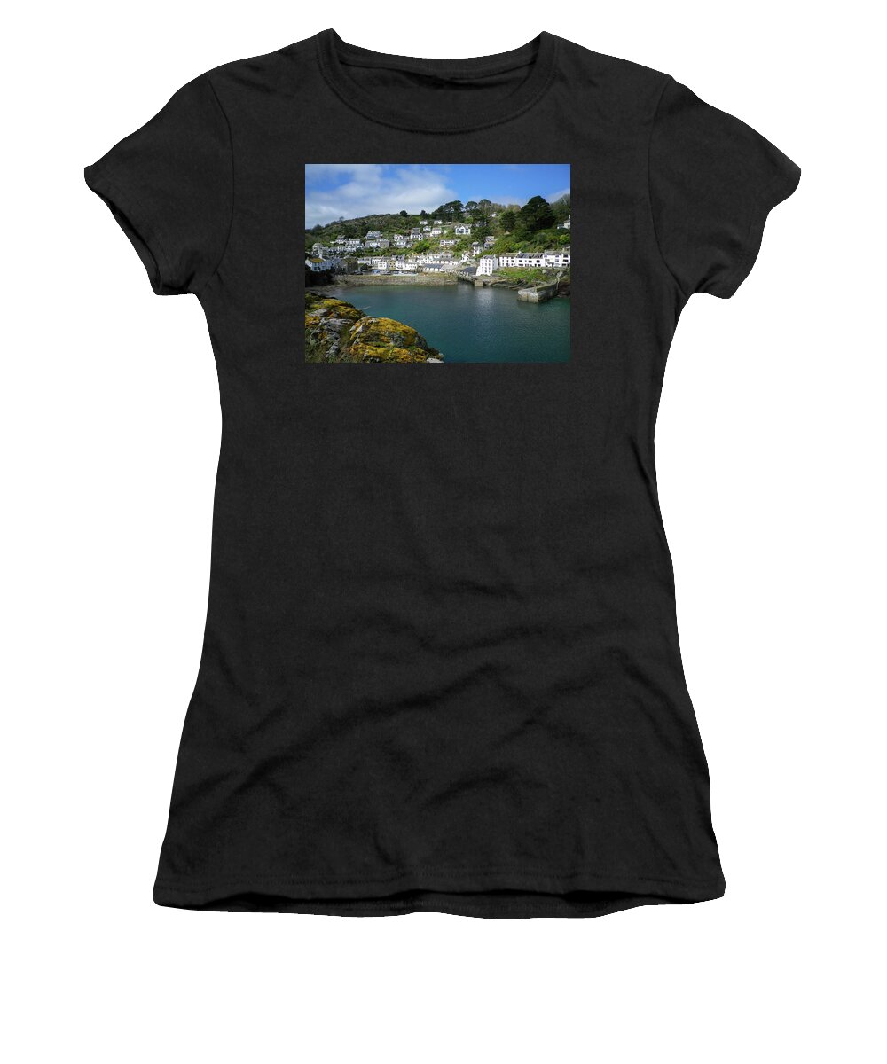 Polperro Women's T-Shirt featuring the photograph Polperro Harbour Cornwall by Richard Brookes