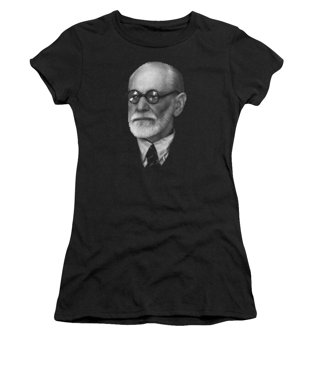  Father Of Psychoanalysis - Portrait Women's T-Shirt featuring the digital art portrait of Sigmund Freud by Cu Biz
