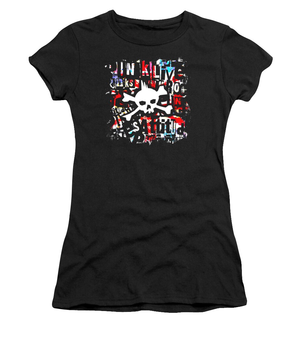 Skull Women's T-Shirt featuring the digital art Punk Skull Graphic by Roseanne Jones