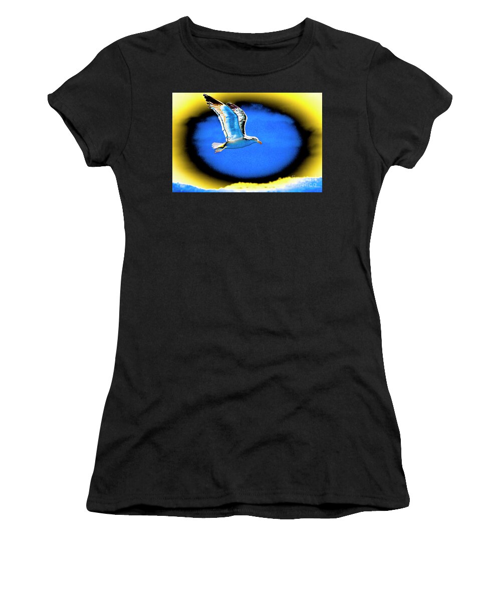 Beach Women's T-Shirt featuring the photograph Psychodelic Seagull by Shawn Jeffries