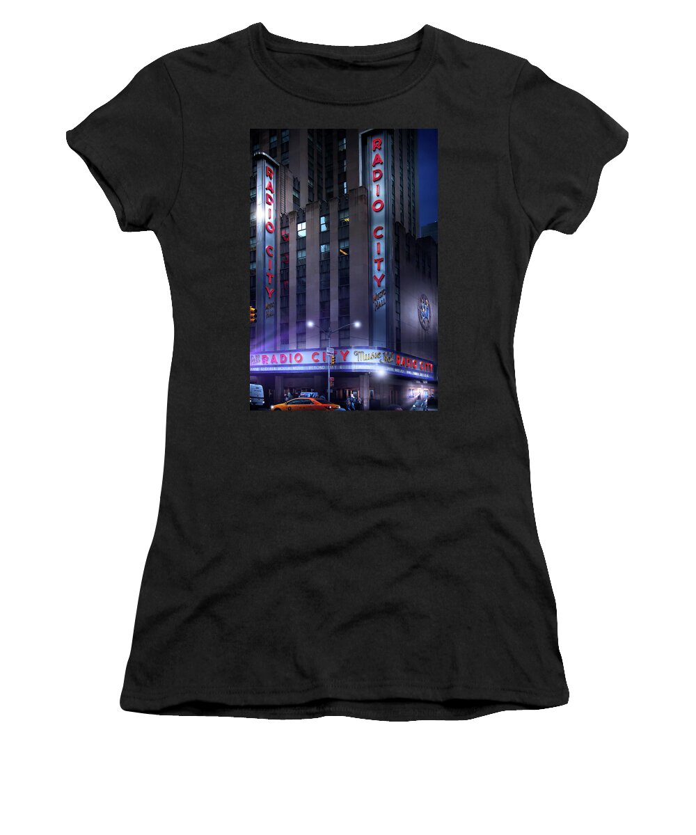 Radio City Music Hall Women's T-Shirt featuring the photograph Radio City Music Hall by Mark Andrew Thomas