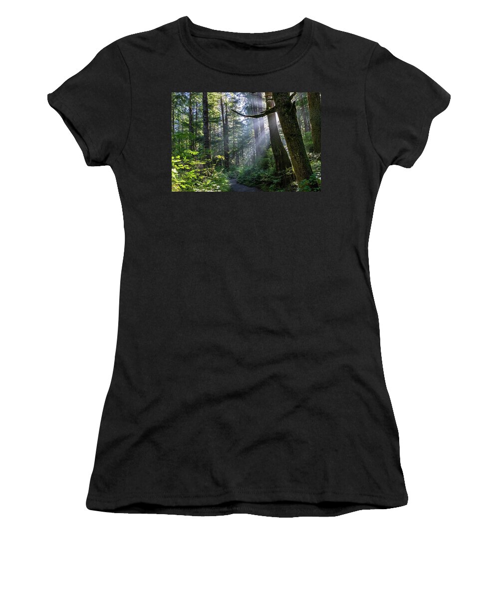 Background Women's T-Shirt featuring the photograph Rain Forest at La Push by Ed Clark