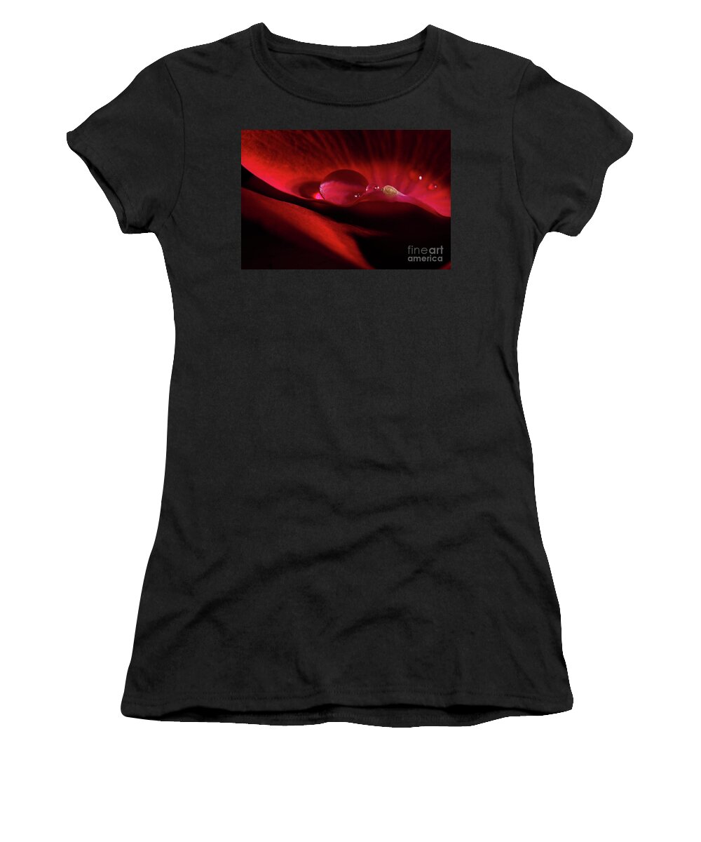 Rose Women's T-Shirt featuring the photograph Rose Petal Droplet by Mike Eingle