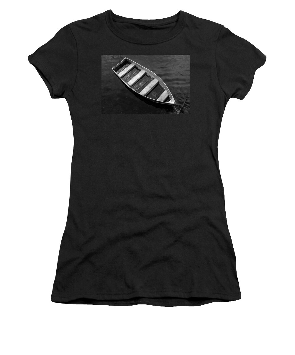 Cape Ann Women's T-Shirt featuring the photograph Rowboat Rockport MA BW by David Gordon