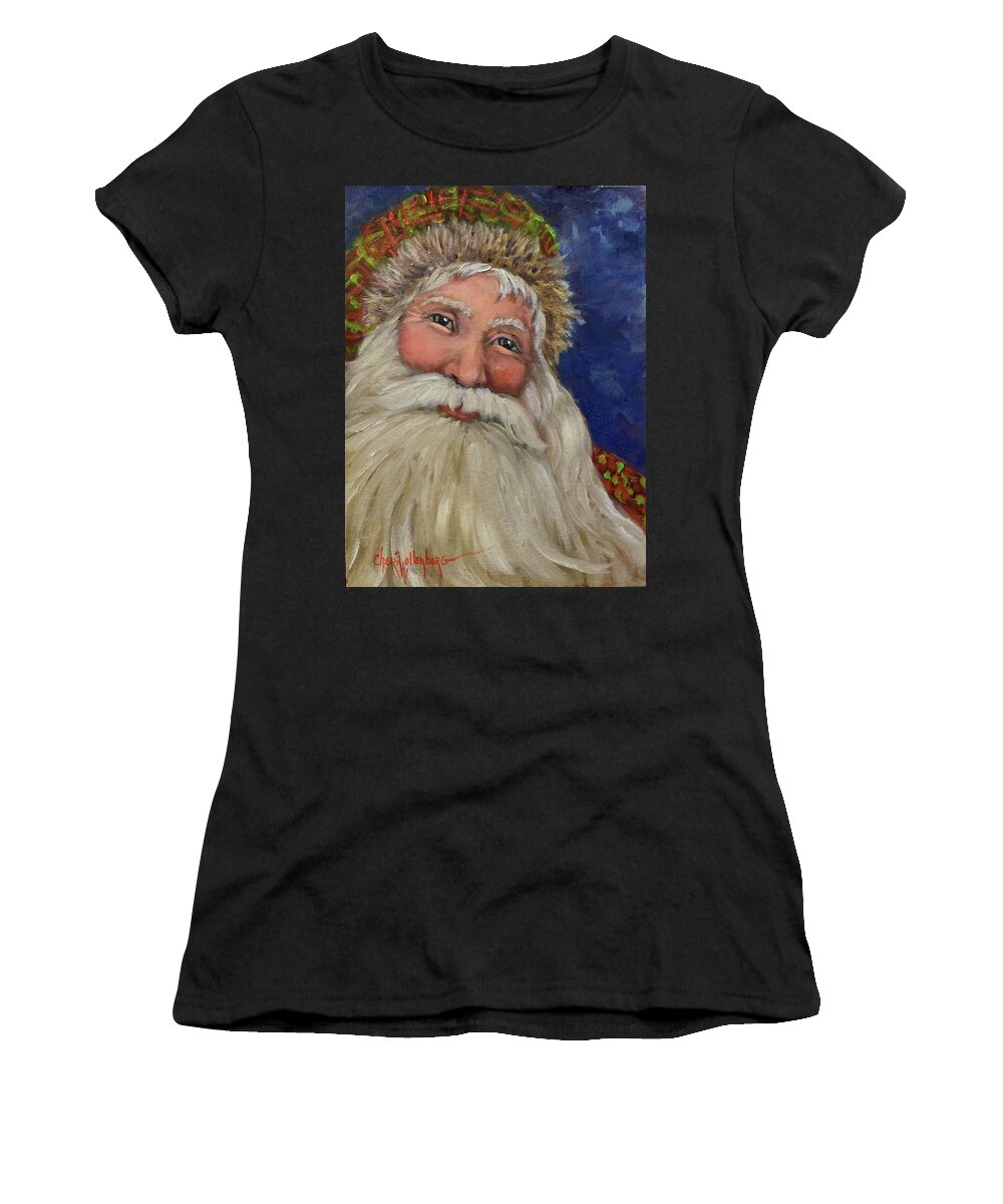 Santa Claus Women's T-Shirt featuring the painting Santa III - Old World Santa by Cheri Wollenberg
