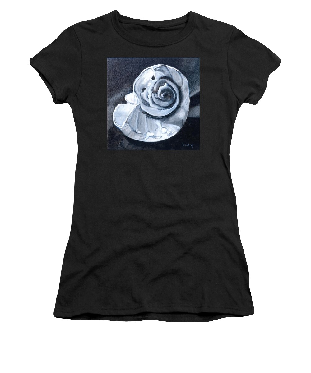 Shell Women's T-Shirt featuring the painting Seashell Painting in Black and White by Donna Tuten