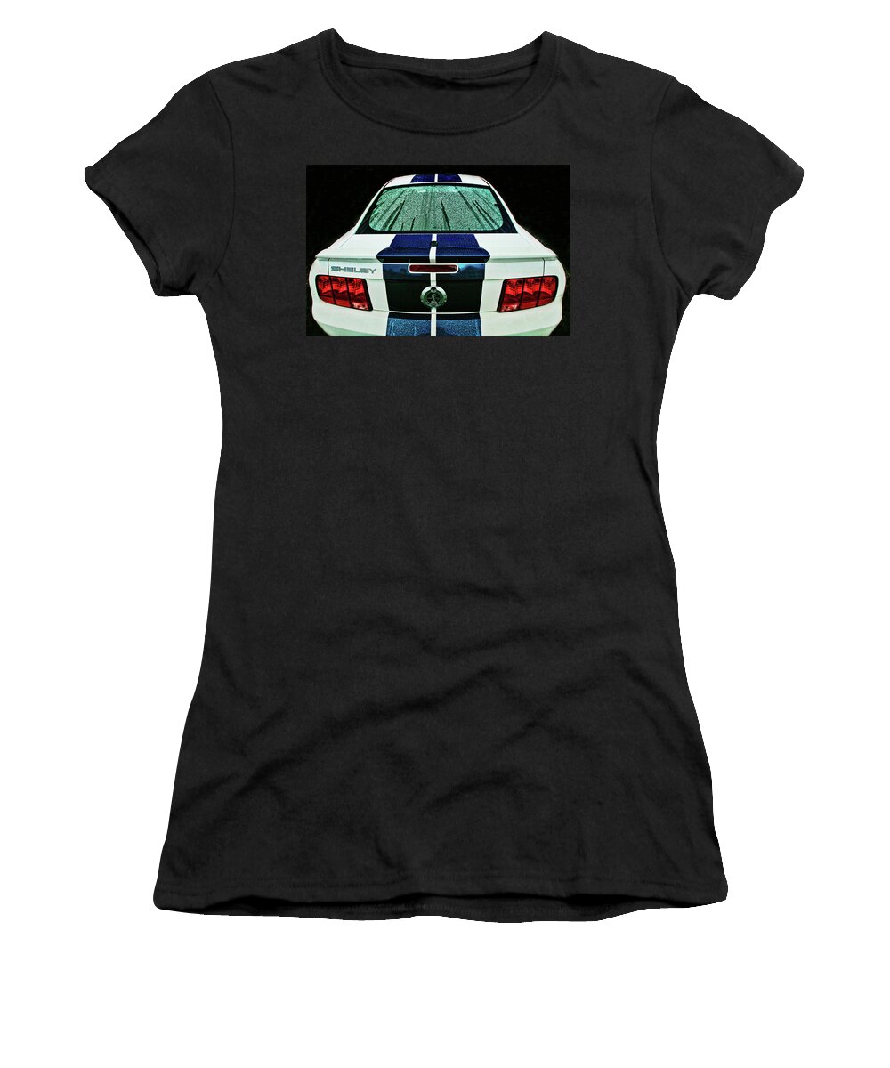 Car Women's T-Shirt featuring the photograph Shelby GT500 in the rain by Bill Jonscher