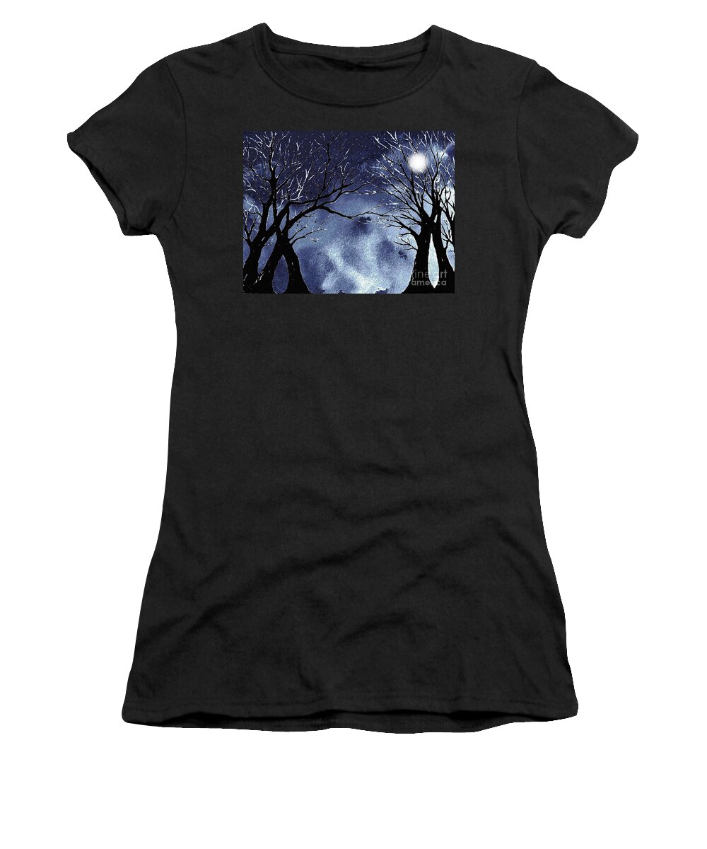 Winter Women's T-Shirt featuring the painting Silhouette of Winter Magic by Hazel Holland