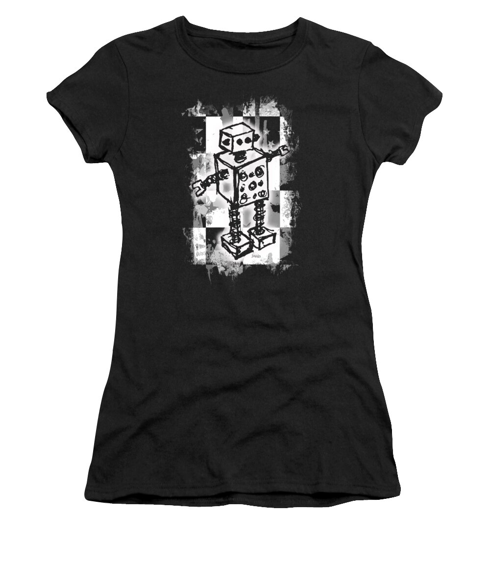 Robot Women's T-Shirt featuring the digital art Sketched Robot Graphic by Roseanne Jones