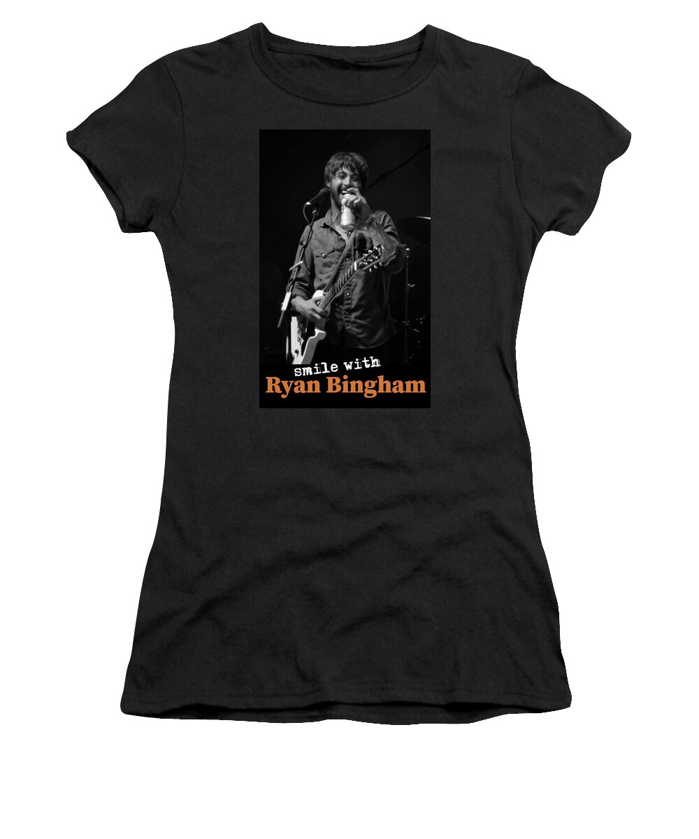 Rock And Roll Women's T-Shirt featuring the photograph Smile with Ryan Bingham BW by Micah Offman