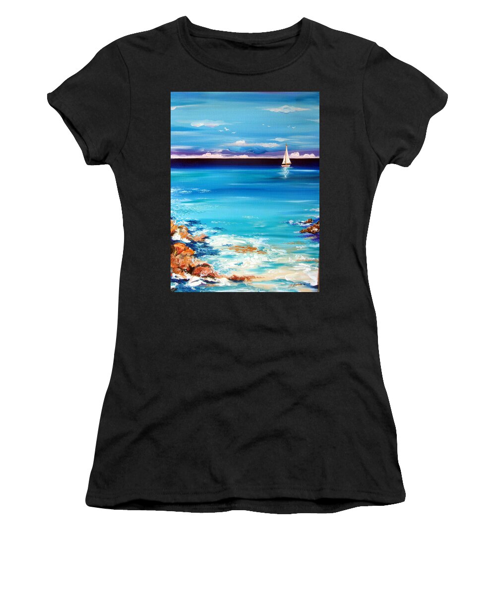 Boat Women's T-Shirt featuring the painting Solitary Boat by Roberto Gagliardi