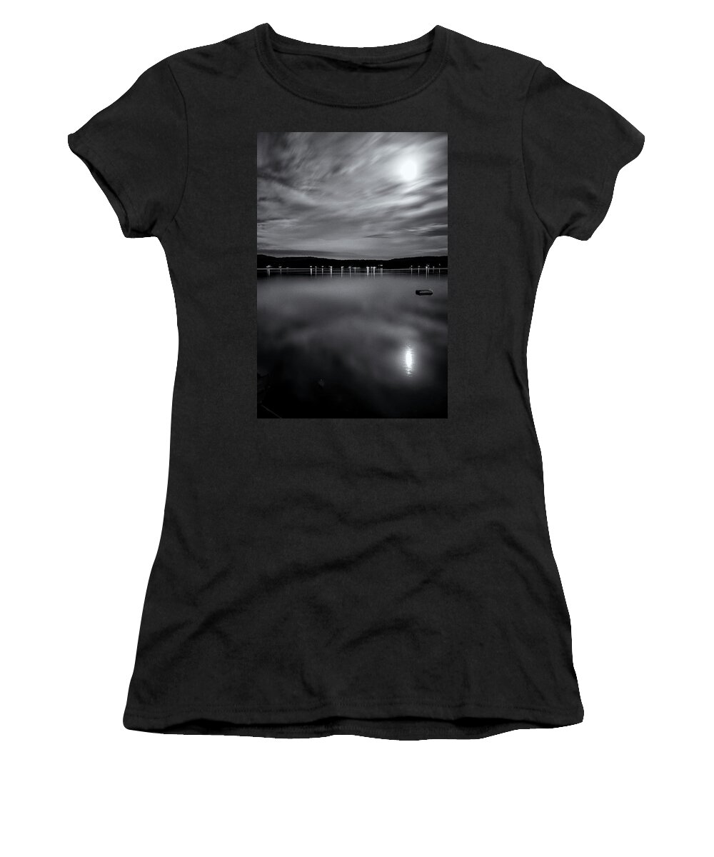 Spofford Lake New Hampshire Women's T-Shirt featuring the photograph Spofford Lake Moon by Tom Singleton