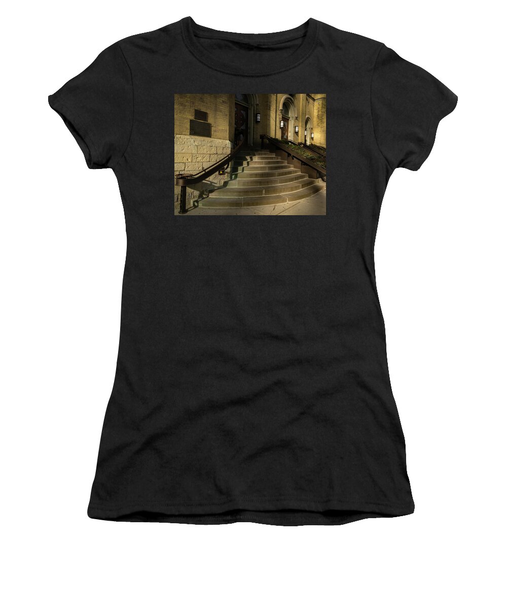 Church St Peter's Chicago Catholic Women's T-Shirt featuring the photograph St Pete's Catholic Church by Laura Hedien