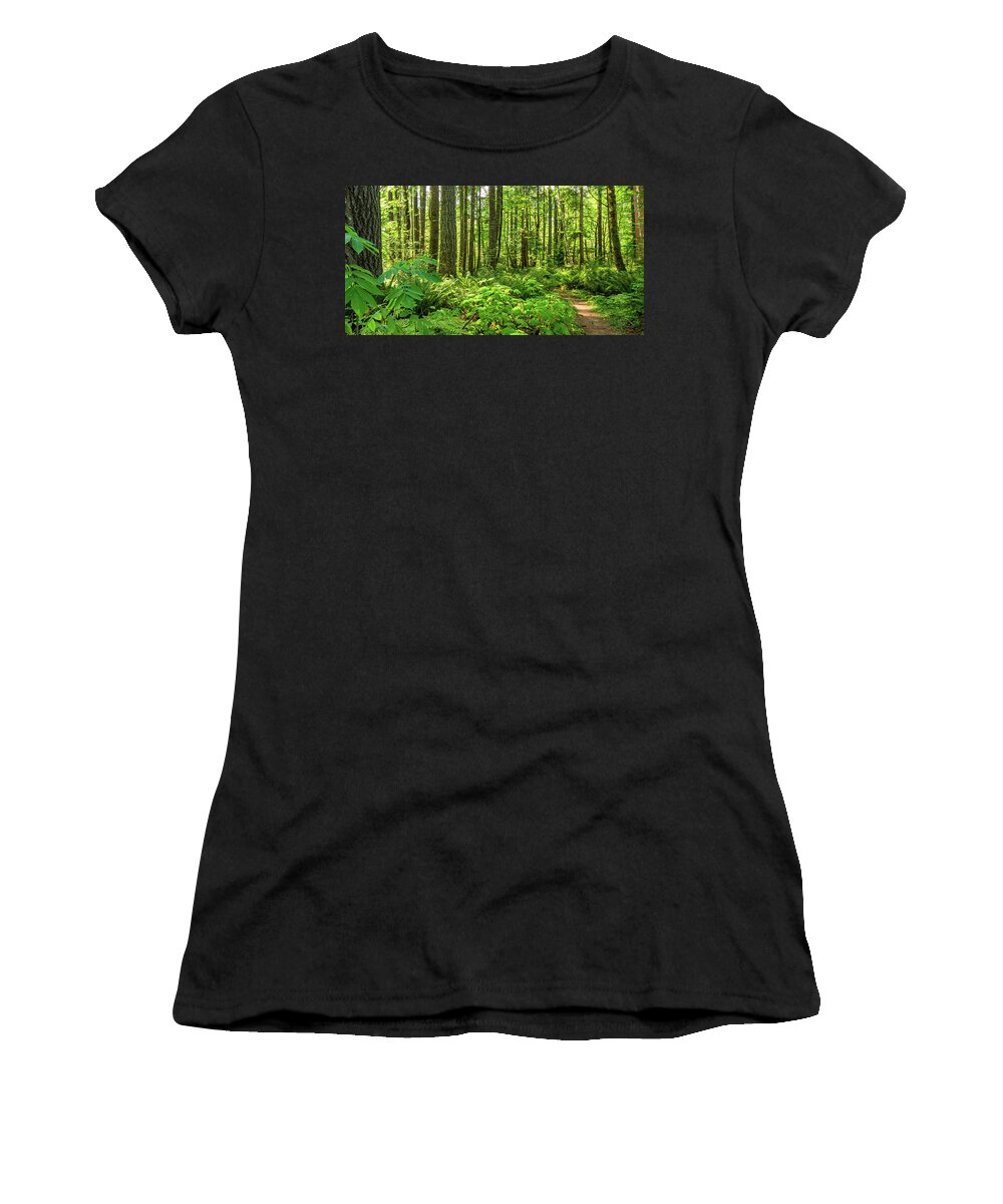 Landscapes Women's T-Shirt featuring the photograph Stroll Among The Trees by Claude Dalley