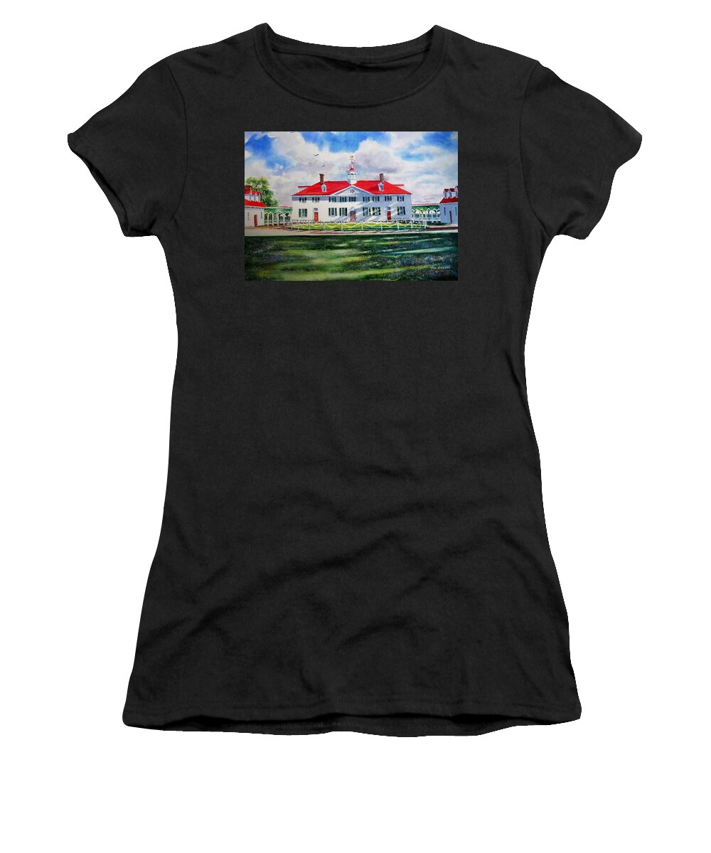Mount Vernon Women's T-Shirt featuring the painting Summer at Mount Vernon by Tom Harris