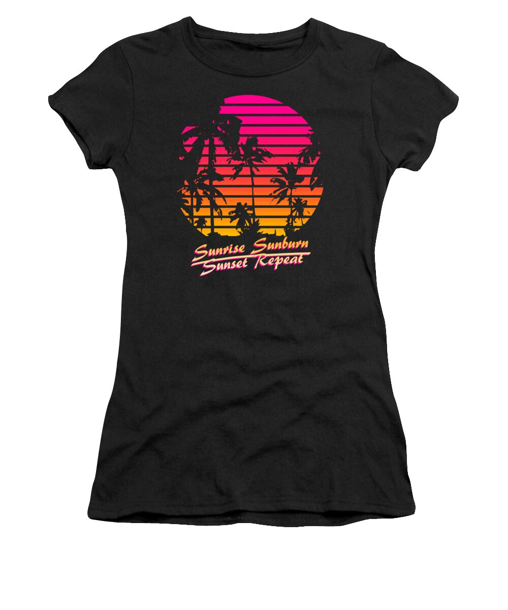 Sunset Women's T-Shirt featuring the digital art Sunrise Sunburn Sunset Repeat by Filip Schpindel