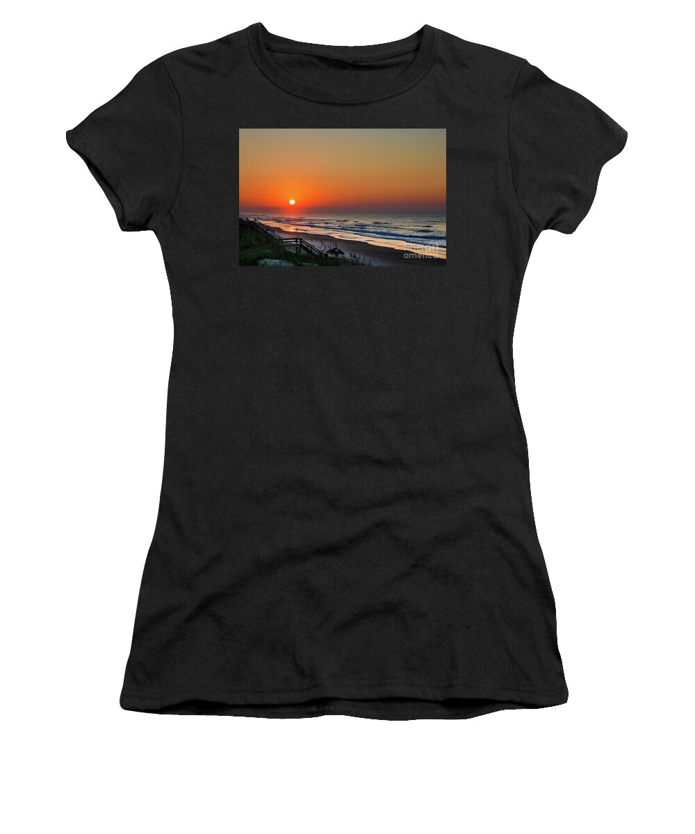 Surf City Women's T-Shirt featuring the photograph Sunset at Surf City NC by Flippin Sweet Gear