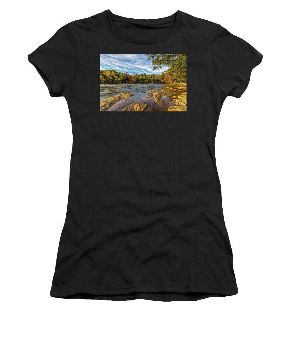 Chattahoochee-river Women's T-Shirt featuring the photograph Sunset on the chattahoochee river by Bernd Laeschke