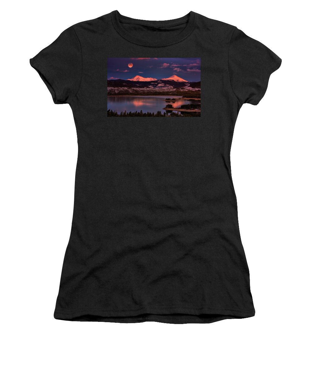 Blood Moon Women's T-Shirt featuring the photograph Super Wolf Blood Moonrise by Darren White