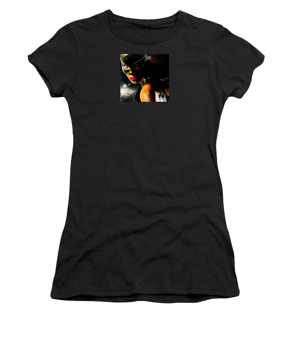 Superhero Women's T-Shirt featuring the mixed media Superhero Catwoman by Marvin Blaine