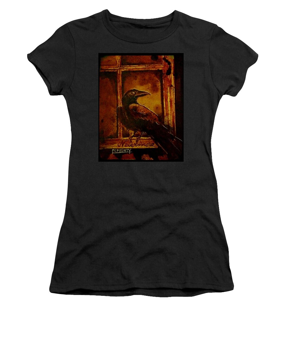 Ryanalmighty Women's T-Shirt featuring the painting Th Raven - Nevermore by Ryan Almighty