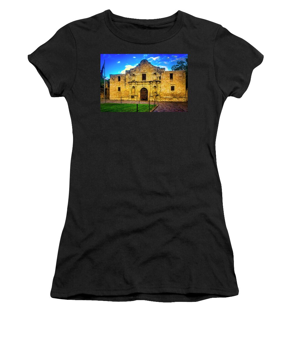 The Alamo Women's T-Shirt featuring the photograph The Alamo Mission by Garry Gay