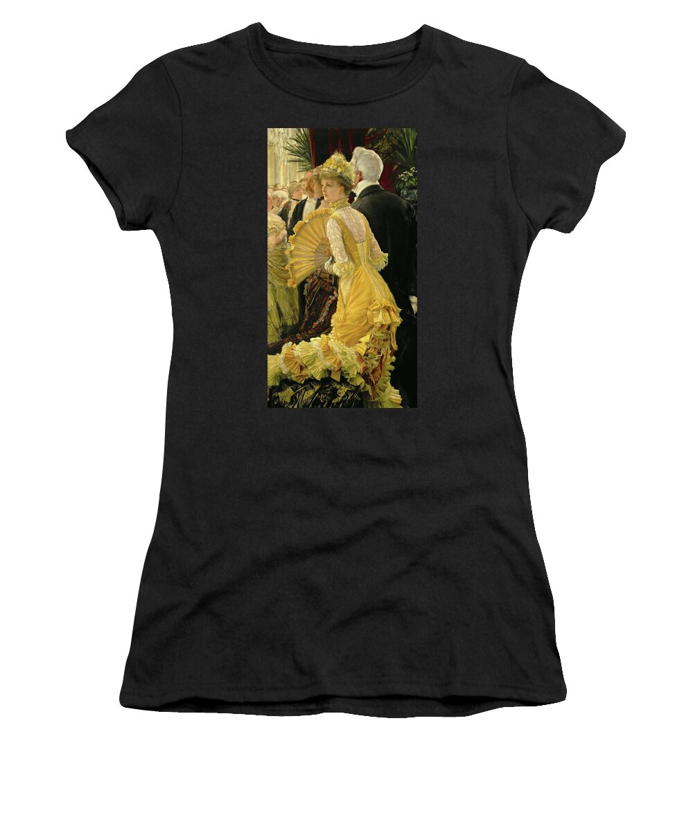 James Tissot Women's T-Shirt featuring the painting The ball. Around 1878 Canvas, 90 x 50 cm R. F. 22 53. by James Tissot -1836-1902-