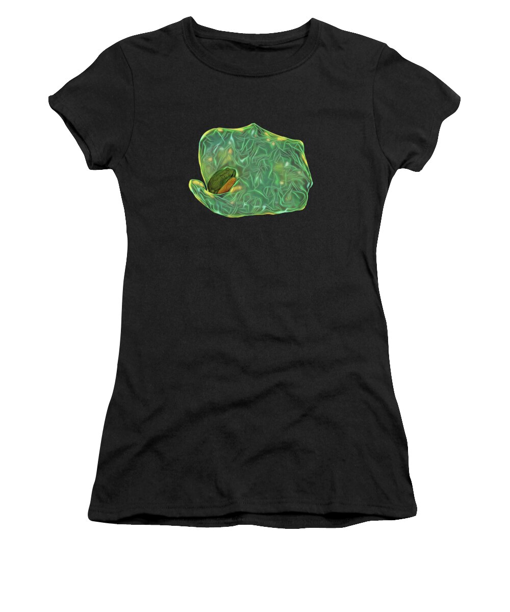 Digitalart Women's T-Shirt featuring the digital art The Bioluminescent Green Tree Frog by Diego Taborda