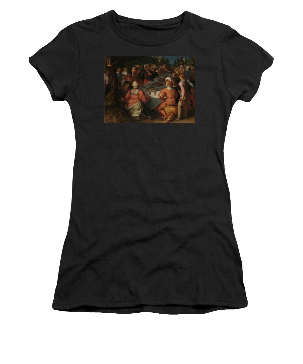 Oil On Panel Women's T-Shirt featuring the painting The Conspiracy of Julius Civilis and the Batavians in a Sacred Grove. 'The Conspiracy of Claudius... by Otto Van Veen