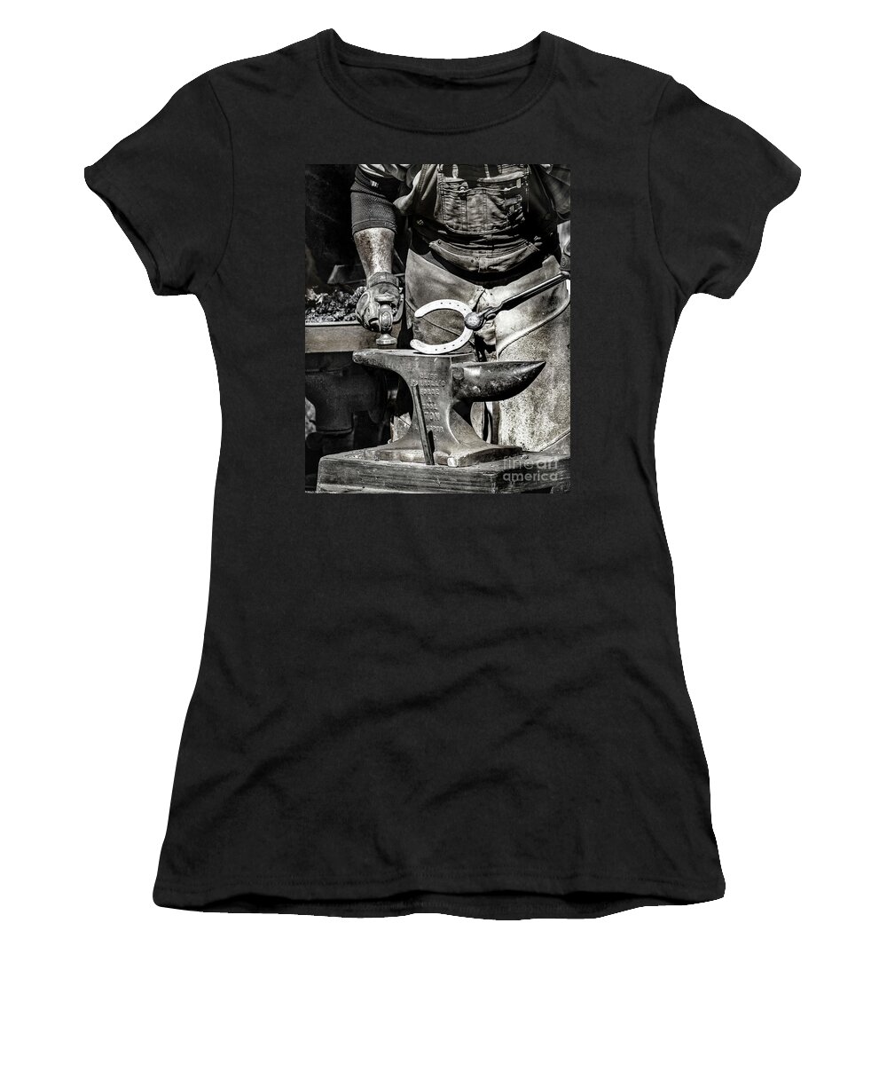 The Farrier Women's T-Shirt featuring the photograph The Farrier by Mitch Shindelbower