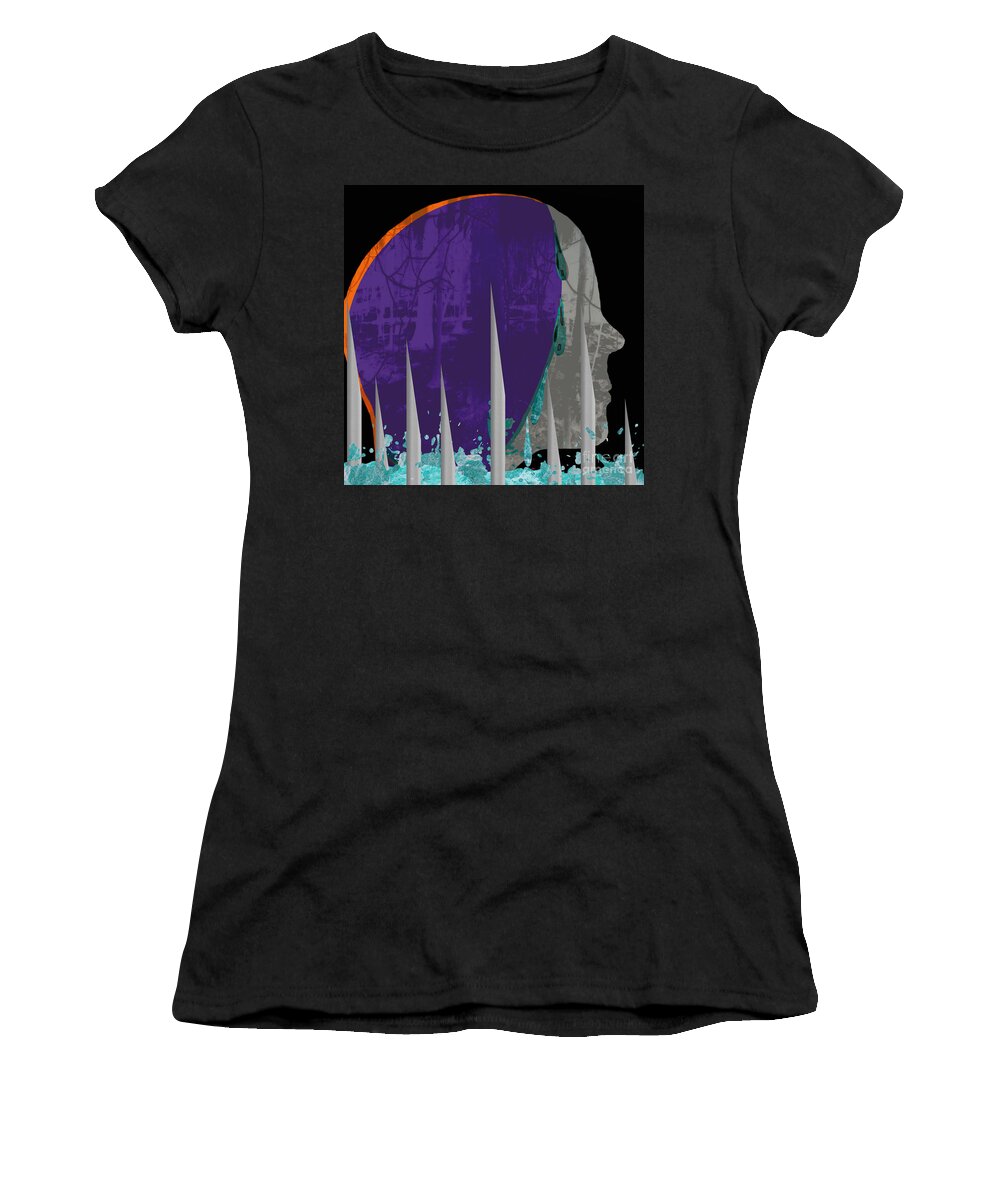 Profile Women's T-Shirt featuring the mixed media The Sea Of Regret by Diamante Lavendar
