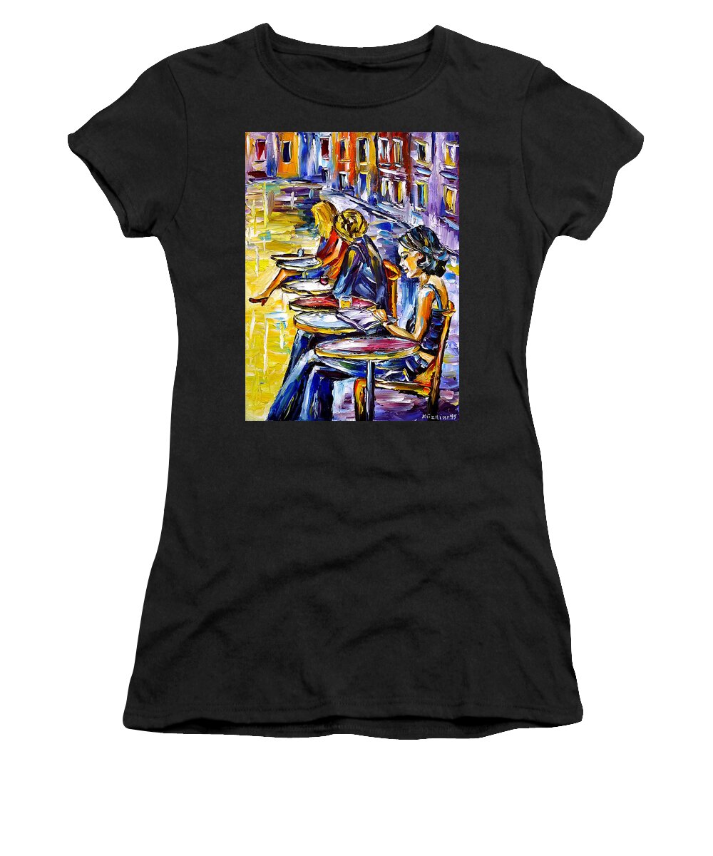I Love Paris Women's T-Shirt featuring the painting Three Parisiennes by Mirek Kuzniar