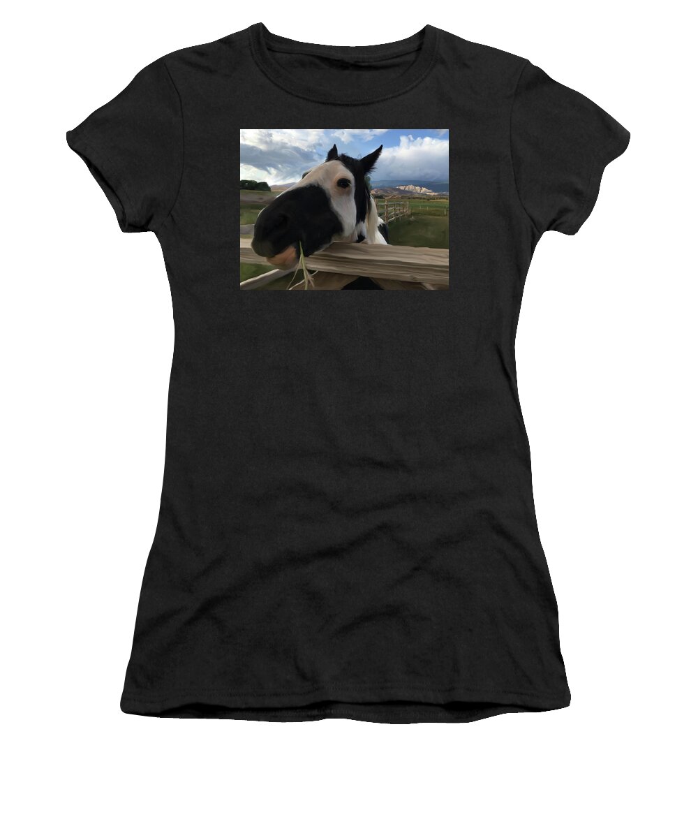 Horse Women's T-Shirt featuring the mixed media Torrey Horse #1 by Jonathan Thompson