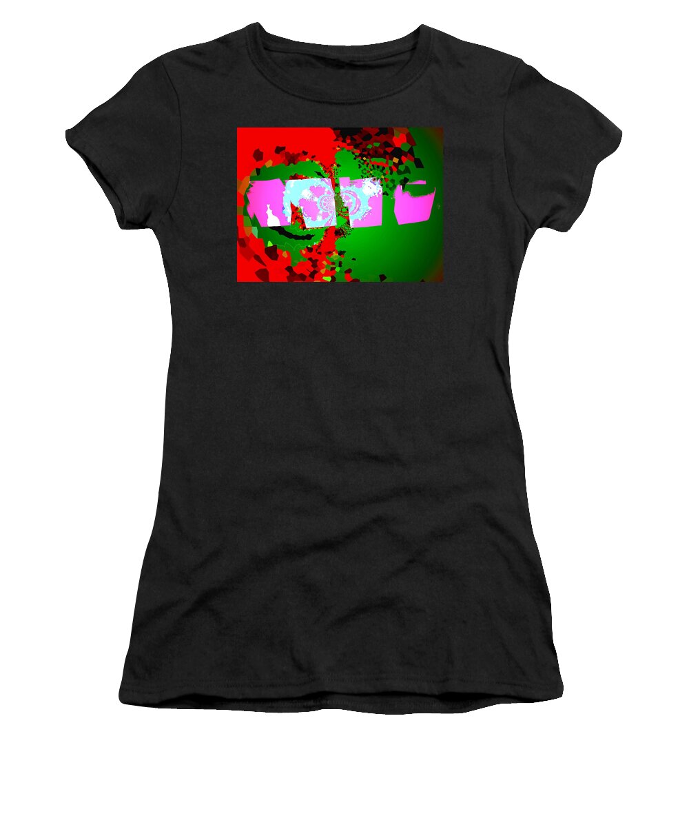 Abstract Women's T-Shirt featuring the digital art Unwrapping Christmas Presents by Cliff Wilson
