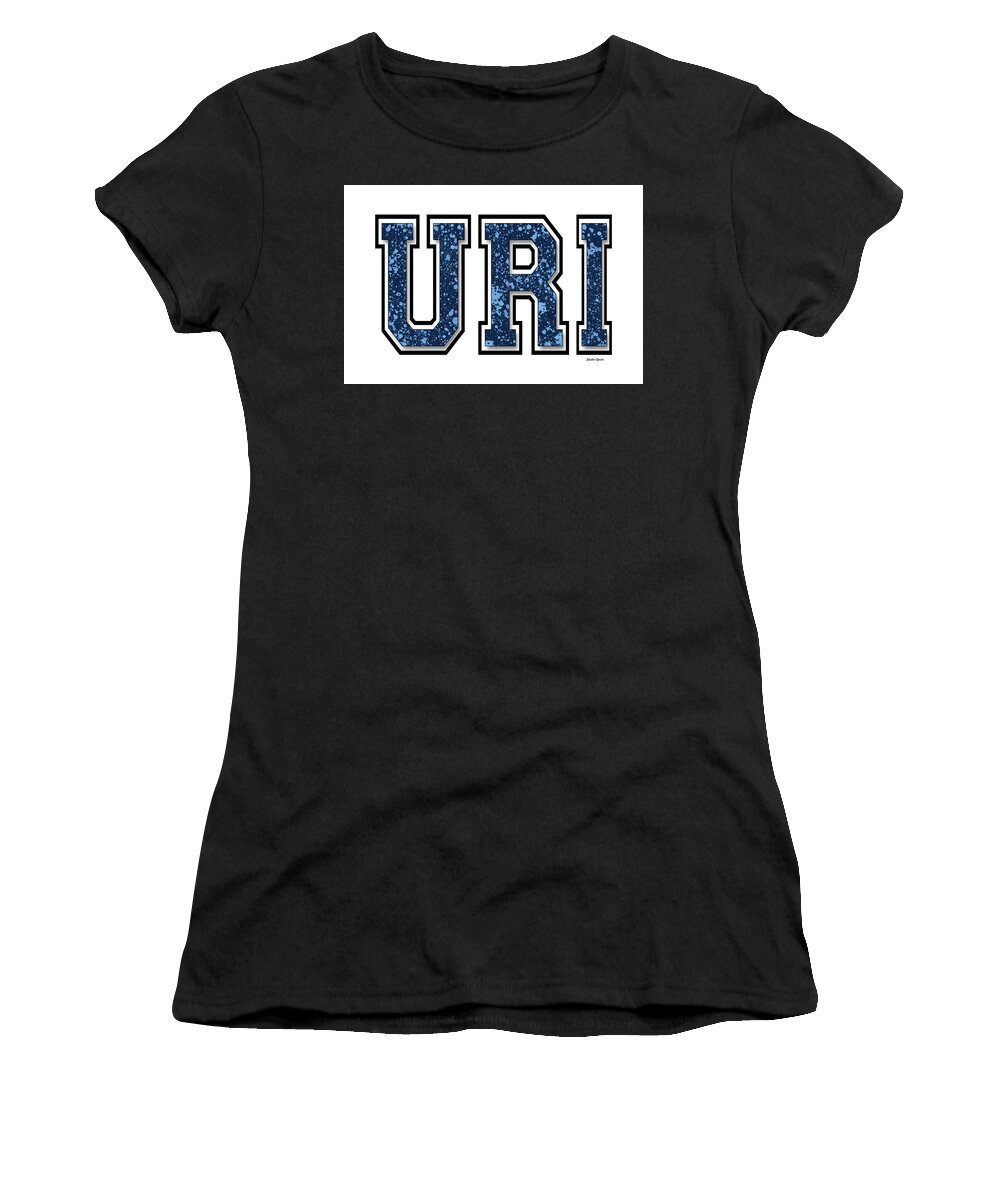 Uri Women's T-Shirt featuring the digital art URI - University of Rhode Island - White by Stephen Younts