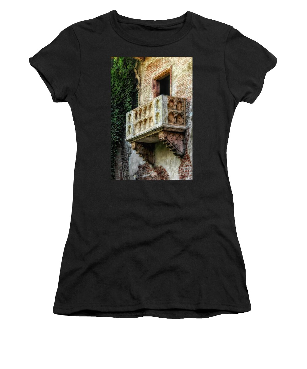 Balcony Women's T-Shirt featuring the photograph Verona's Most Famous Balcony by Mike Nellums