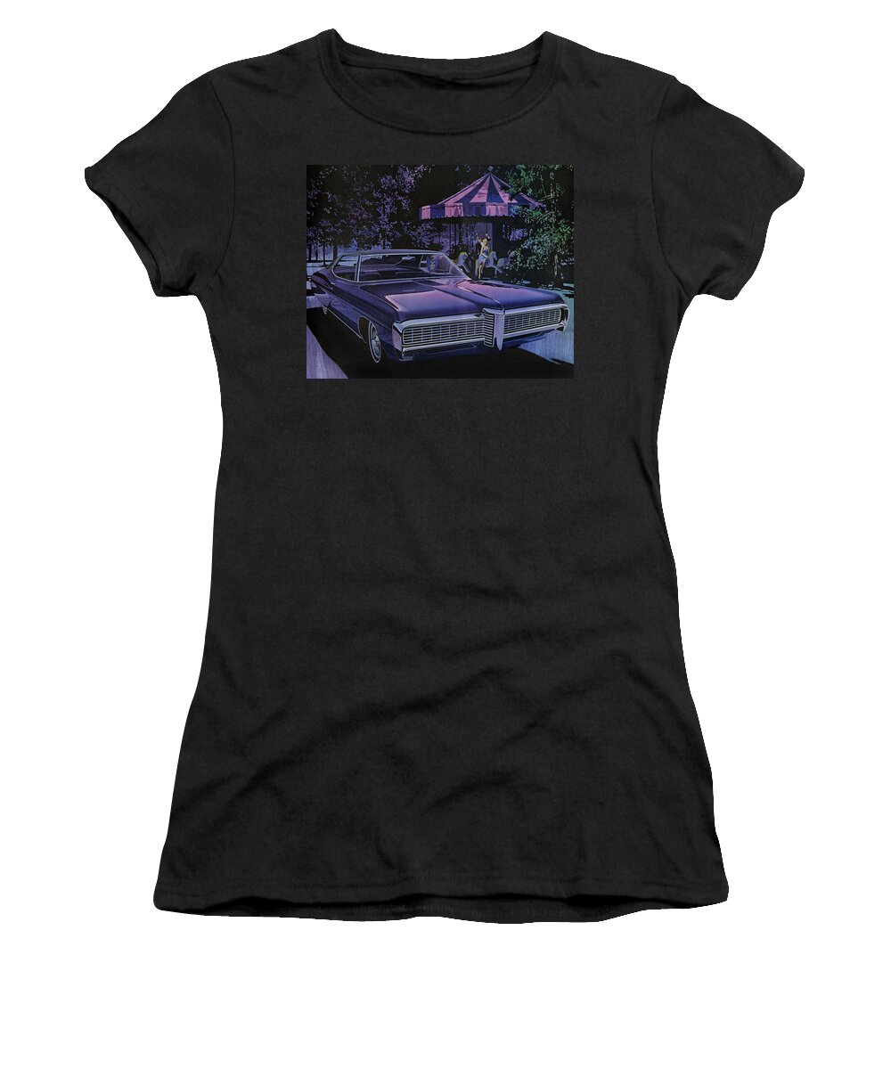 Vintage Car Parked in front of Merry-go-Round Women's T-Shirt by CSA Images  - Fine Art America