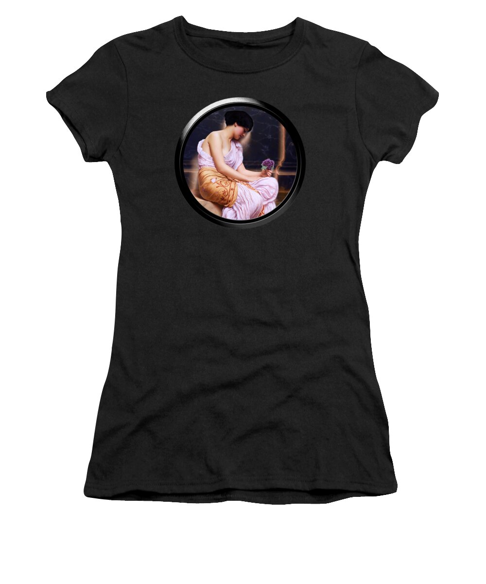 Young Girl Women's T-Shirt featuring the painting Violets, Sweet Violets by John Godward LM Shift by Xzendor7