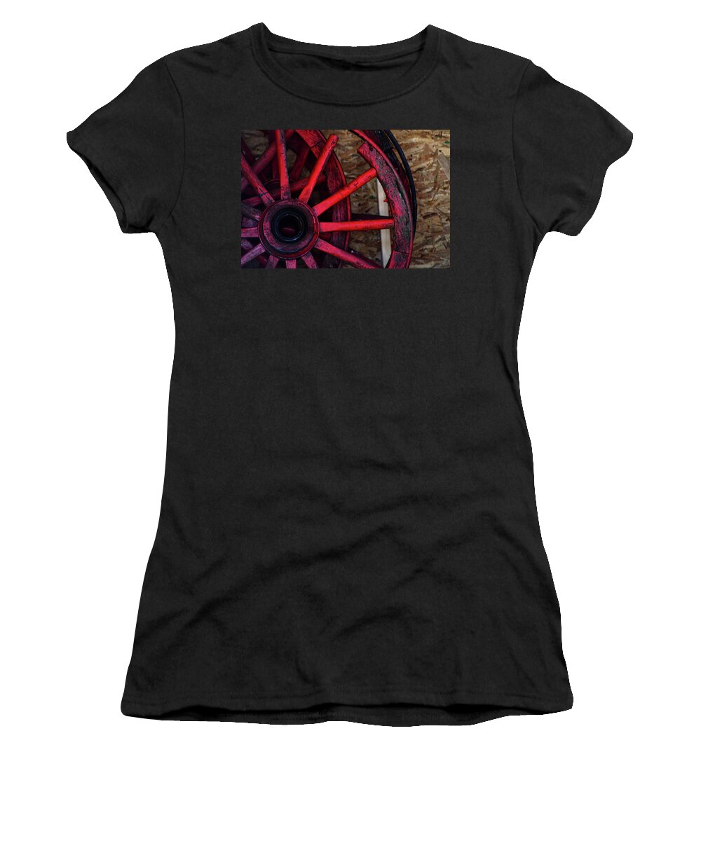 Abandoned America Women's T-Shirt featuring the photograph Wagon Wheel by Lisa Burbach