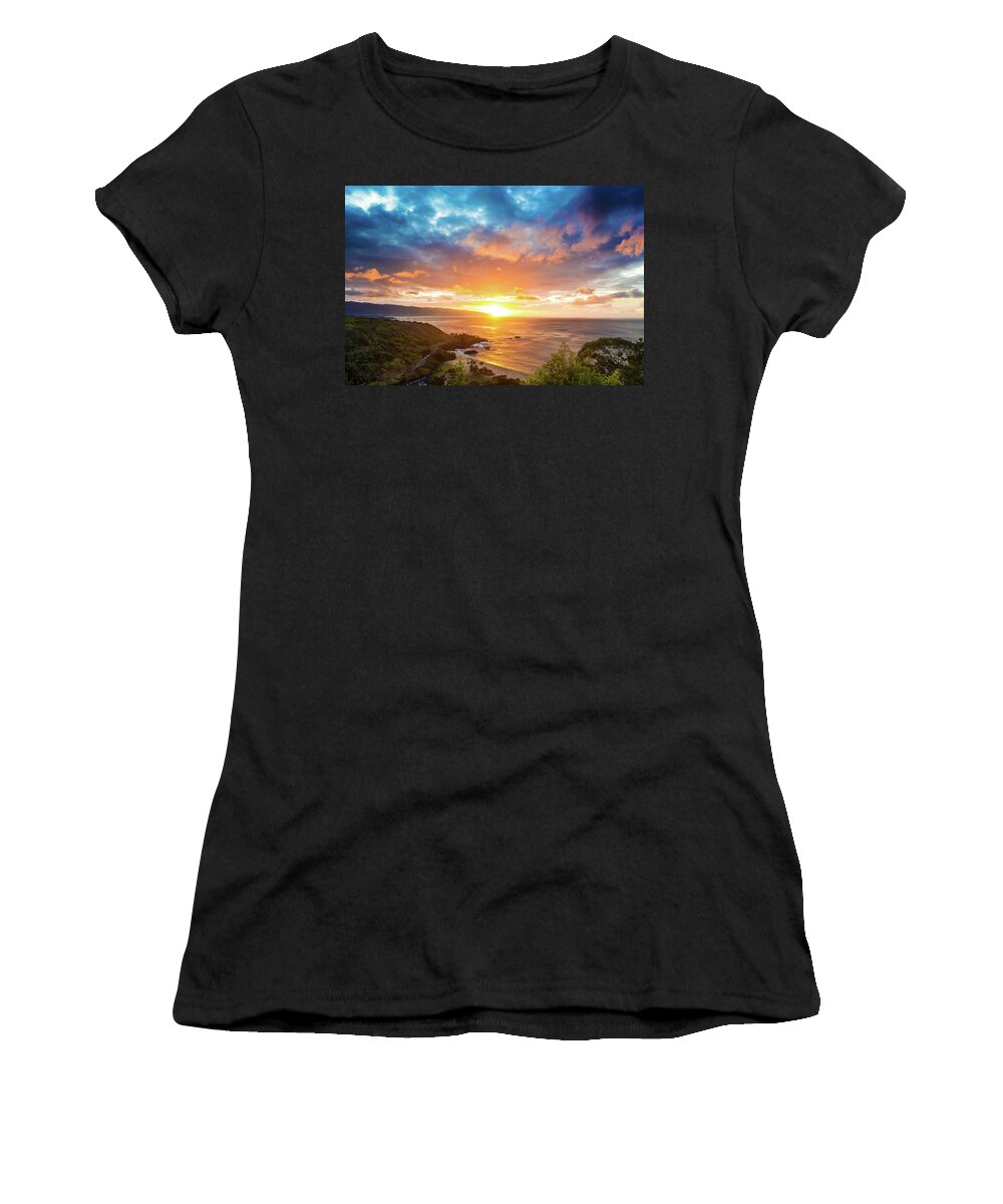 Waimea Bay Hawaii Beach Women's T-Shirt featuring the photograph Waimea sky by Leonardo Dale
