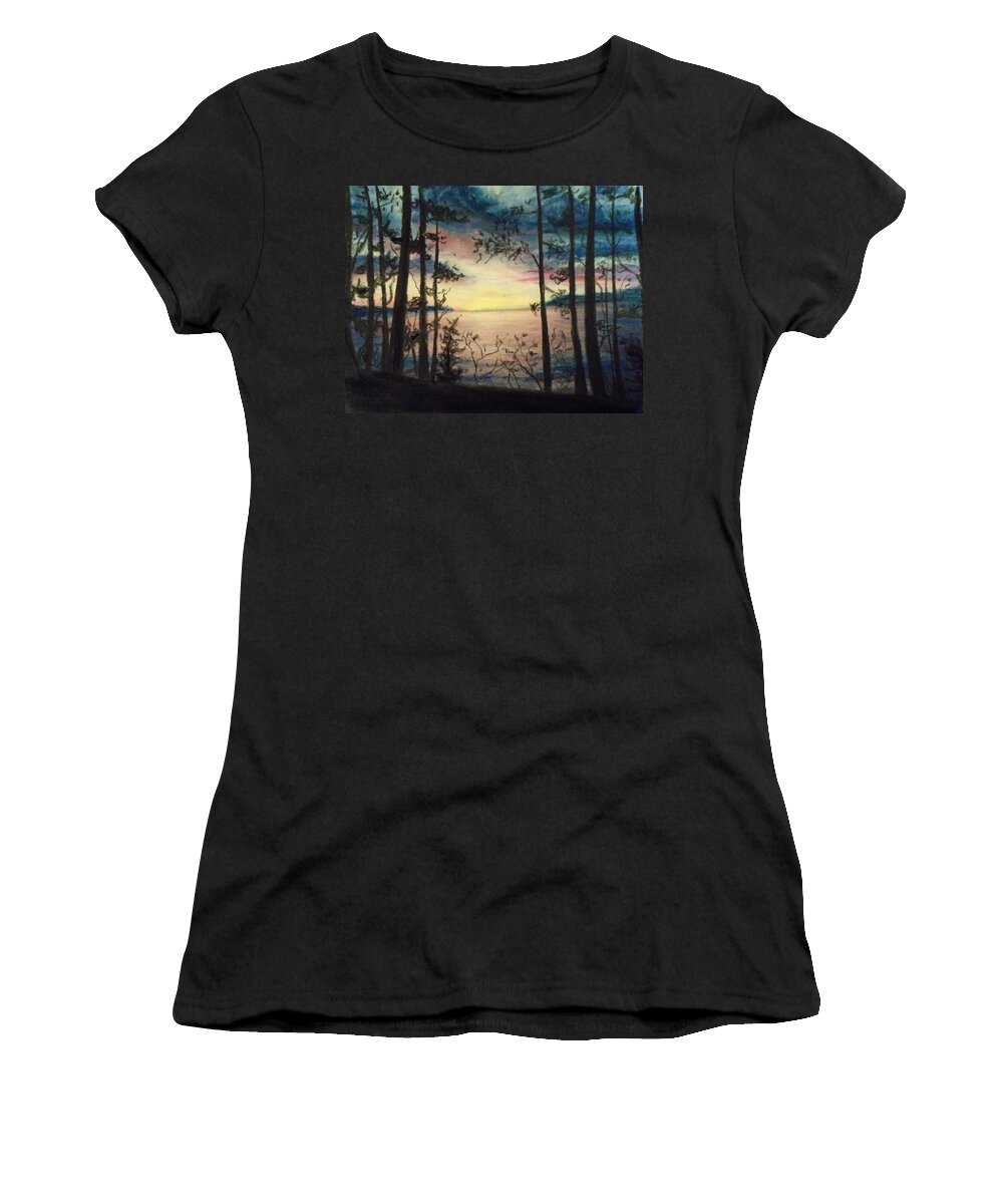 Sunset Women's T-Shirt featuring the painting Wood Rush by Jen Shearer