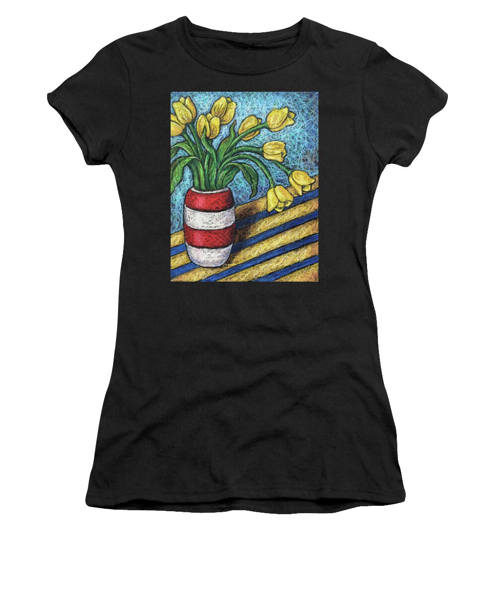 Tulips Women's T-Shirt featuring the painting Yellow Tulips by Karla Beatty