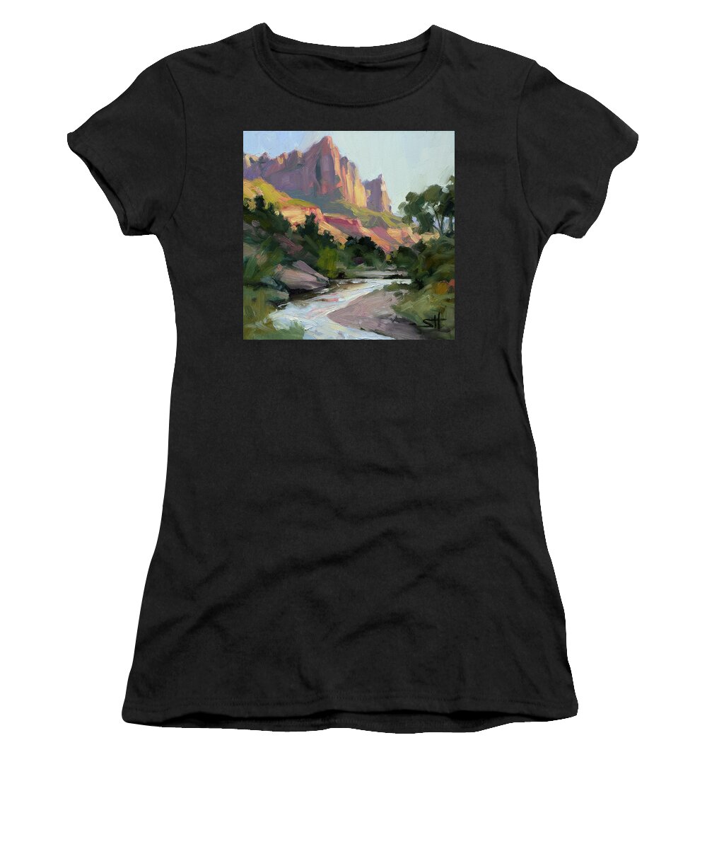 Zion Women's T-Shirt featuring the painting Zion's Watchman by Steve Henderson