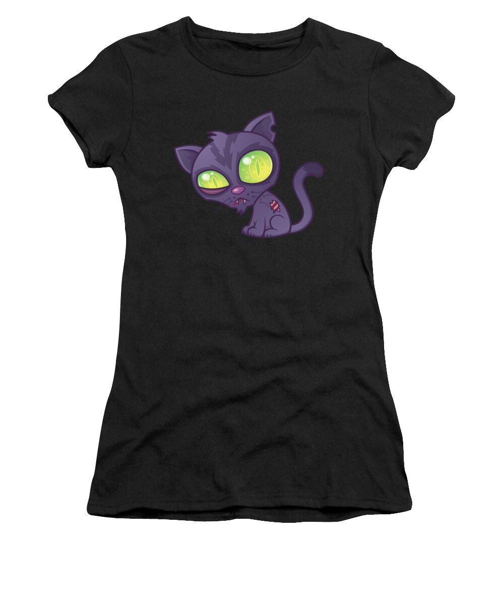 Cat Women's T-Shirt featuring the digital art Zombie Kitty by John Schwegel