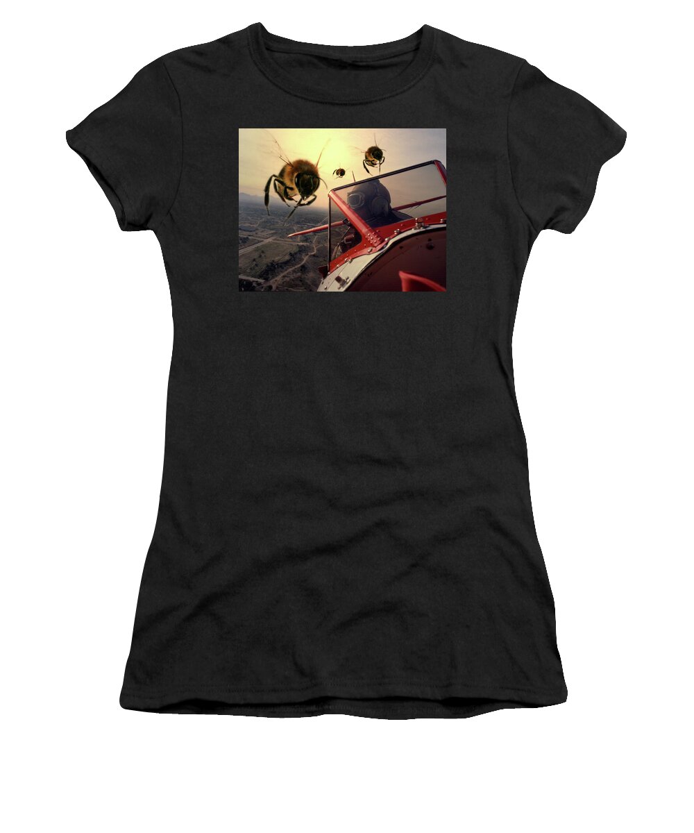 Fantasy Women's T-Shirt featuring the photograph Bee Attack 2 by Jim Painter
