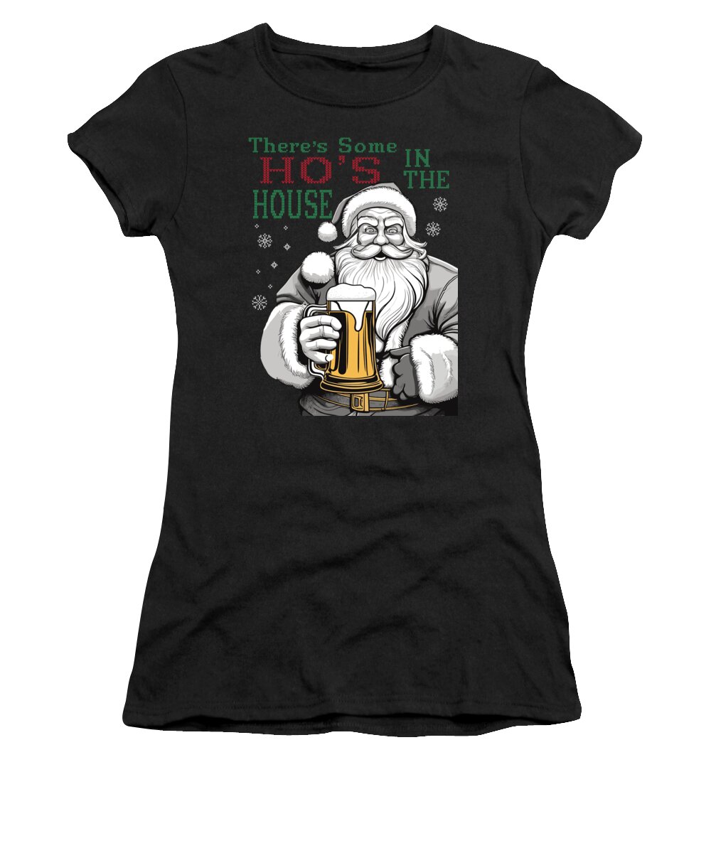 Santa Claus Women's T-Shirt featuring the digital art Beer Santa Funny Quotes #1 by Long Shot