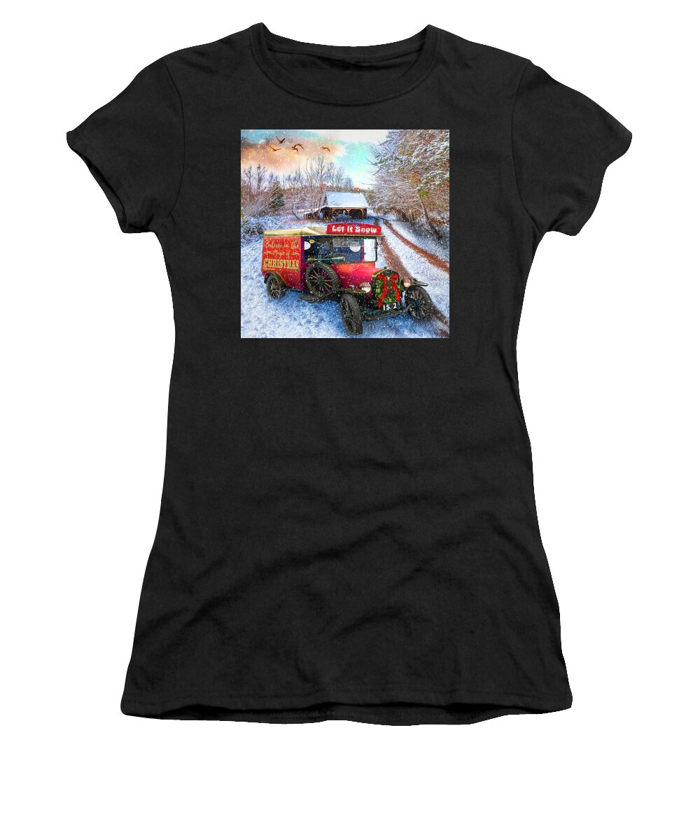 Andrews Women's T-Shirt featuring the photograph Believe in the Magic of Christmas #1 by Debra and Dave Vanderlaan